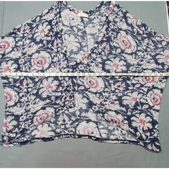 Abercrombie Fitch Cardigan Sweater Women One Size Blue Stretch Preppy Floral Top - Picture 4 of 9